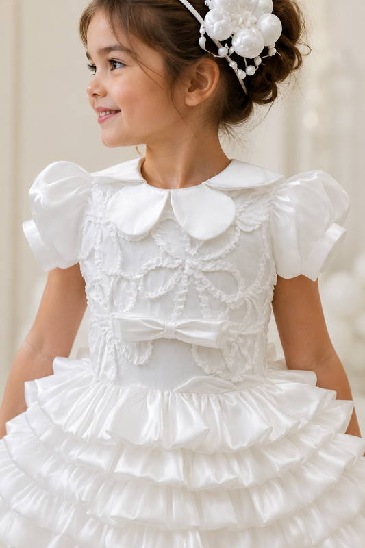 Pure Grace white girls occasion dress lace bodice detail