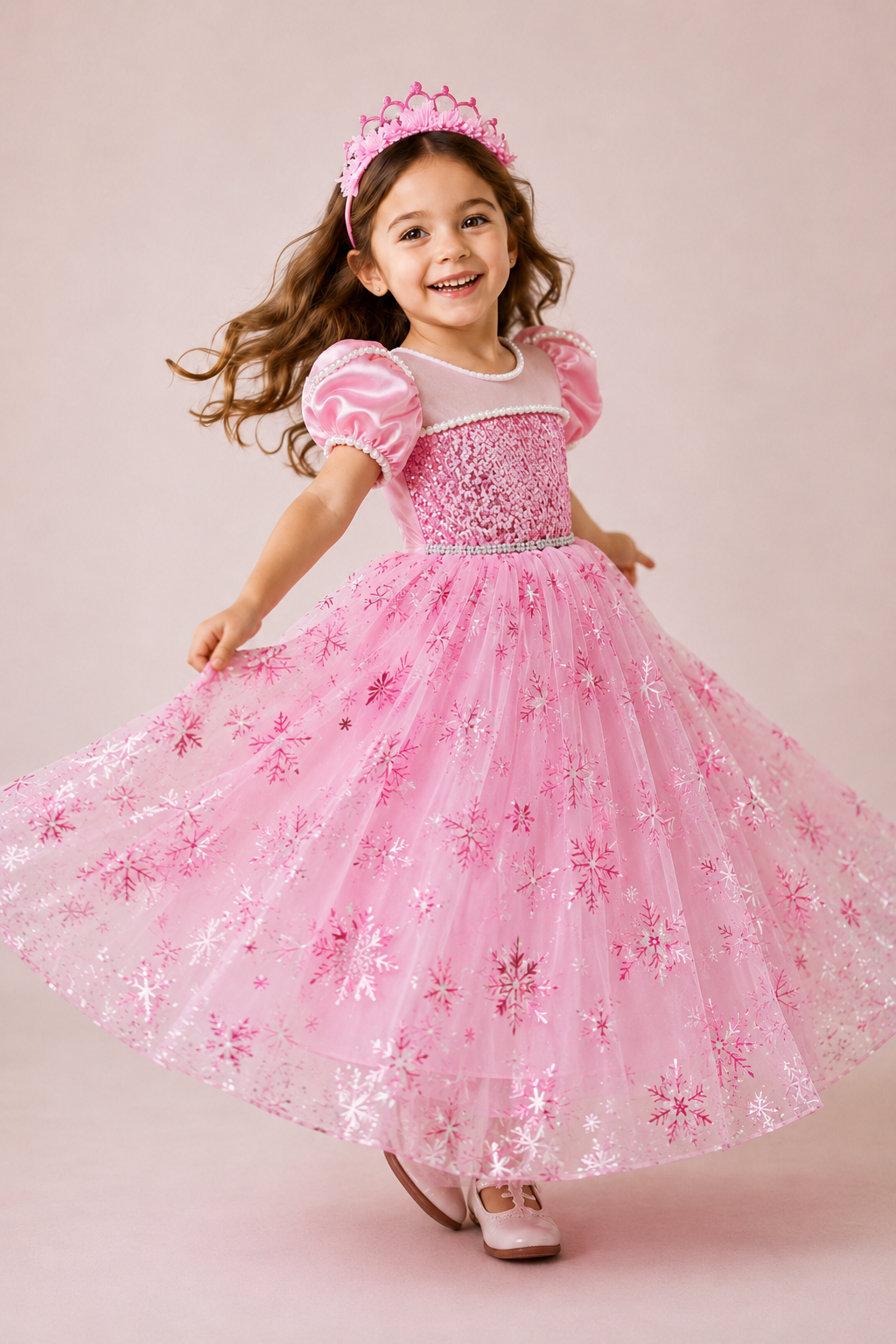 Elsa Princess Long girls party gown tulle and overlay detail