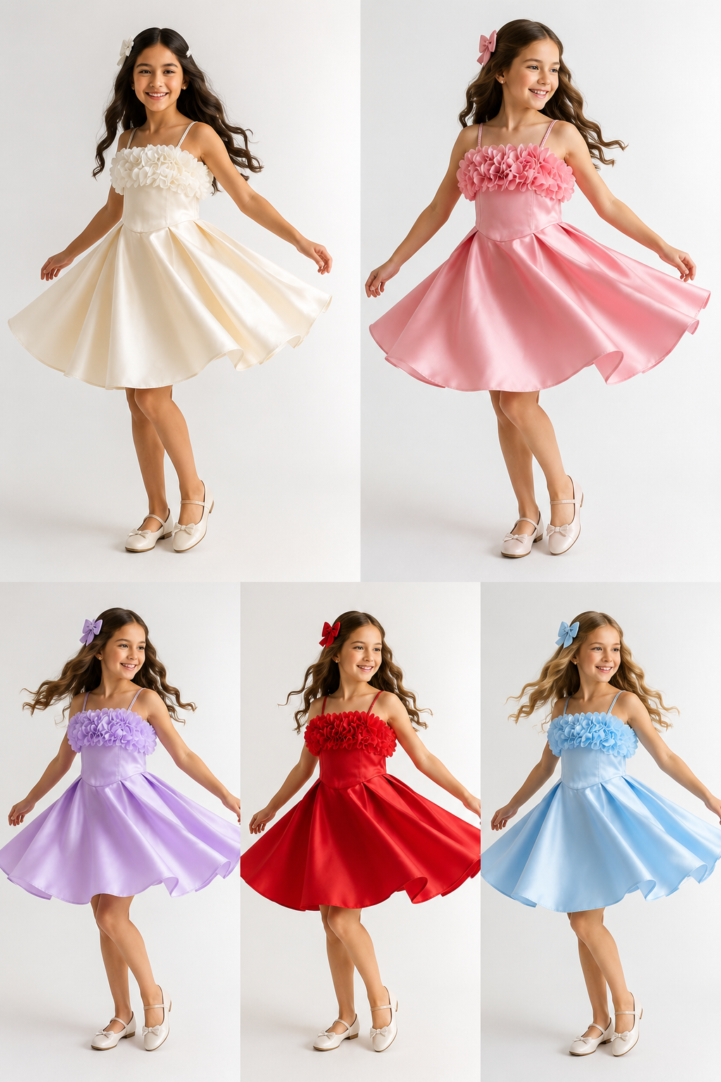Velvet Rose satin party dress for girls finishing detail