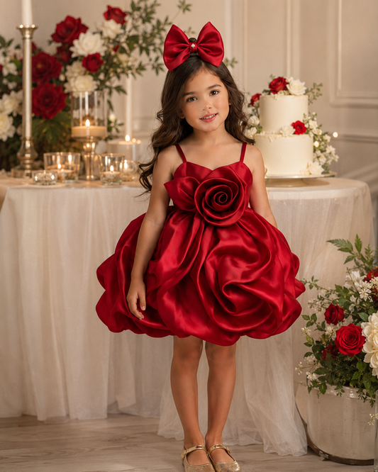 Scarlet Rose girls red party dress front detail