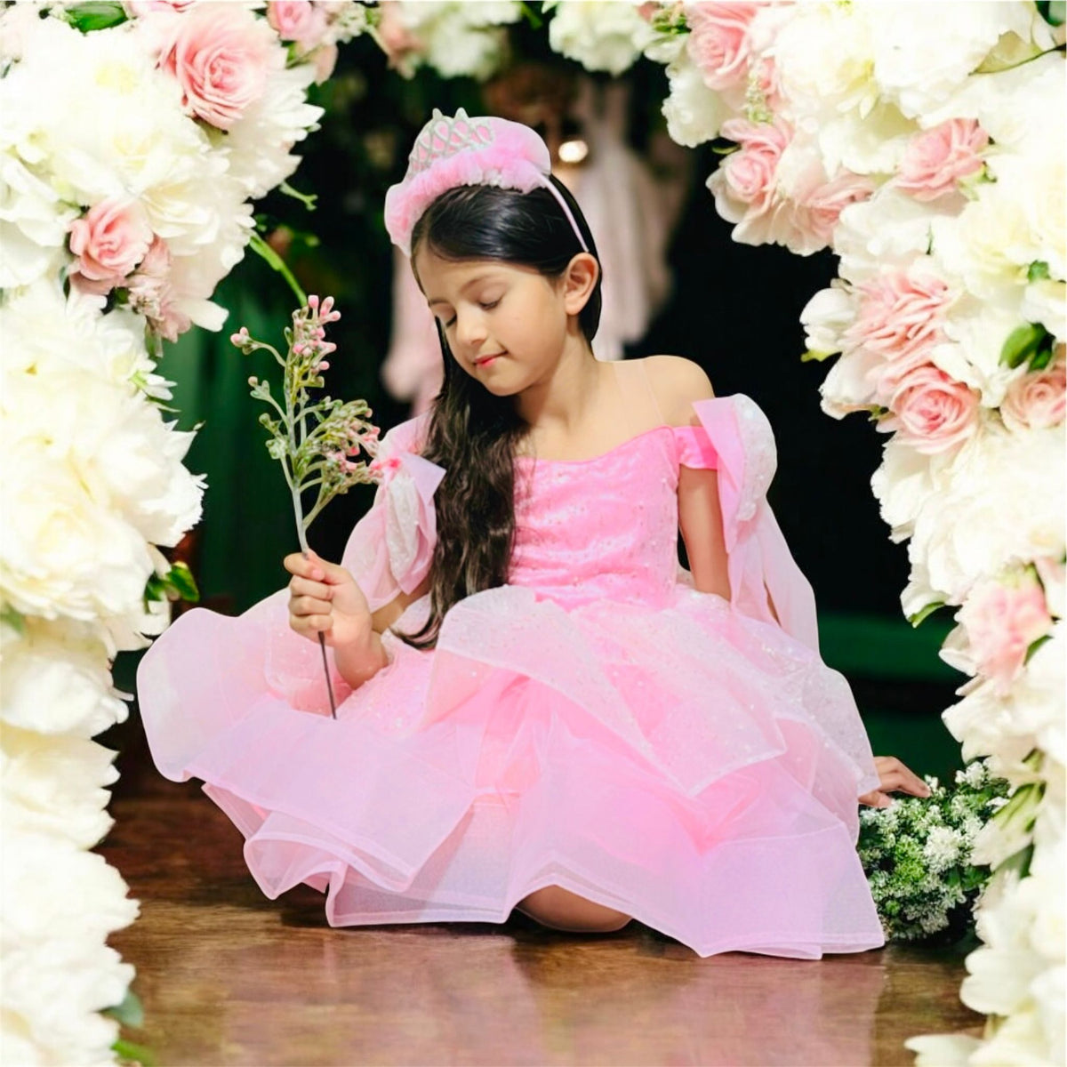Pink Stardust Princess girls sequin dress sparkle detail