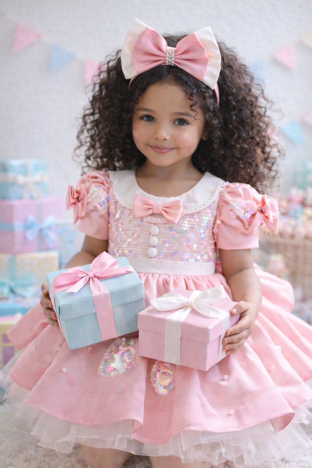 Candy Pink girls party dress fluffy tulle skirt detail