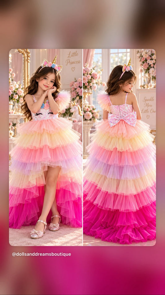 Unicorn Pony Dress front and back model view