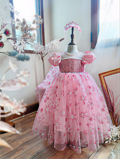 Elsa Princess Long Dress with Overlay