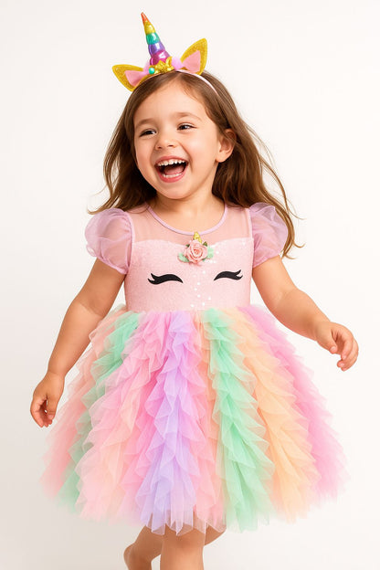 The Unicorn Bloom girls floral fantasy dress design detail