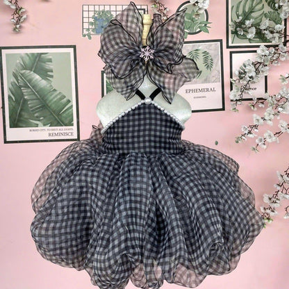 Midnight Check Bloom Dress