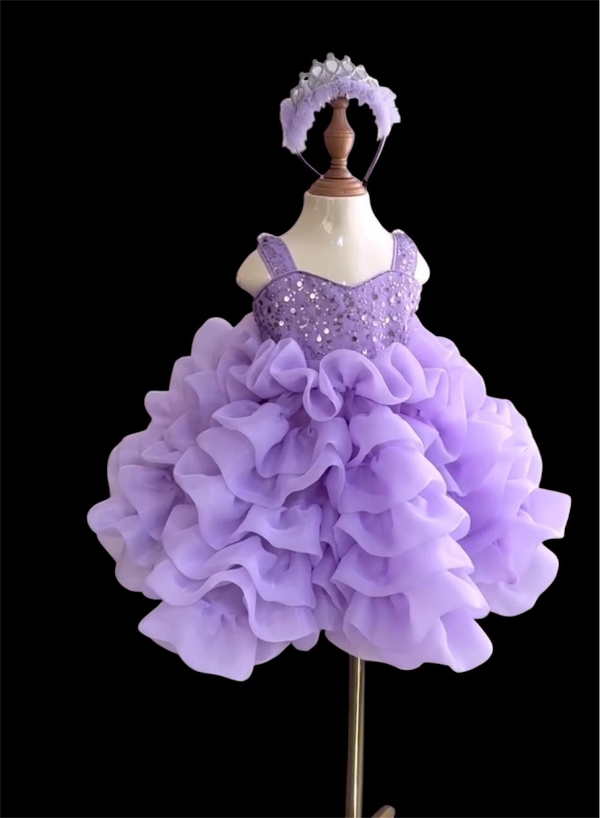 Lavender Ruffle lavender party dress for girls full view