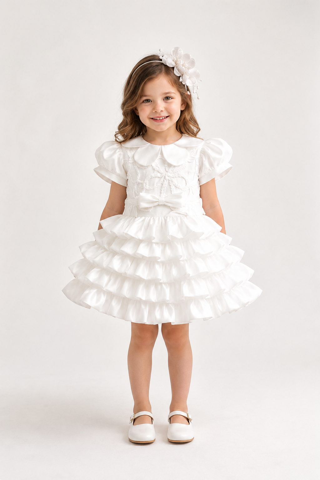 Pure Grace white lace and tulle occasion dress for girls full view