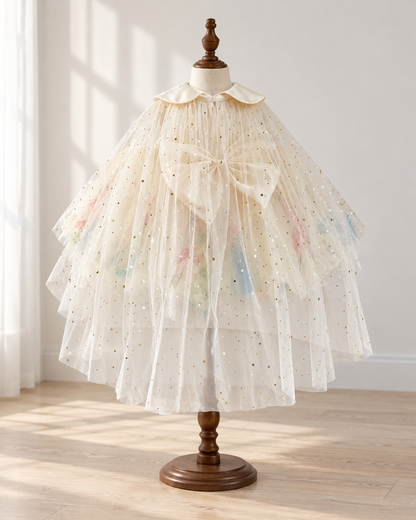 Twinkle Belle princess dress star cape and bow detail