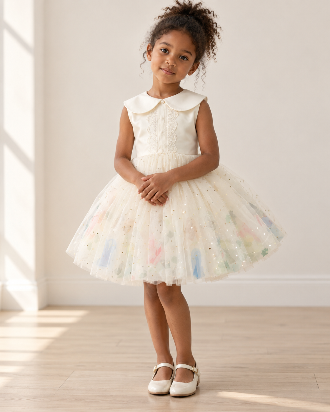 Twinkle Belle star tulle princess dress for girls on child model