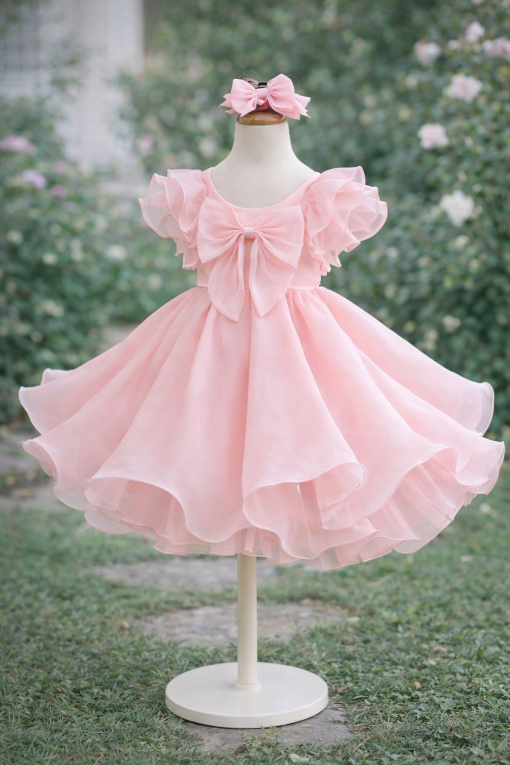 Pink Angel blush pink party dress for girls full view