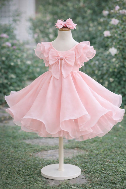 Pink Angel blush pink party dress for girls full view