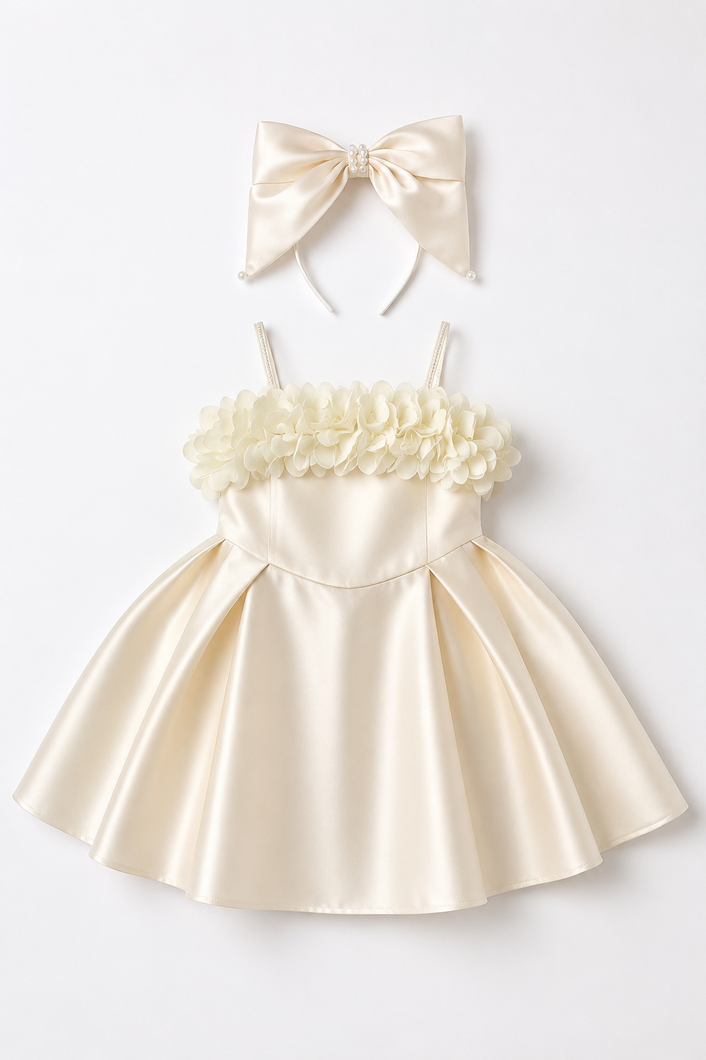 Velvet Rose satin rosette party dress for girls full view